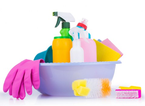 Cleaning a stairwell and landing in a Kingston upon Thames apartment block