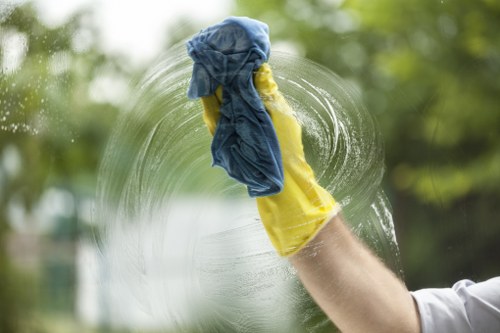 Local cleaners preparing a business premises for scheduled after-hours cleaning