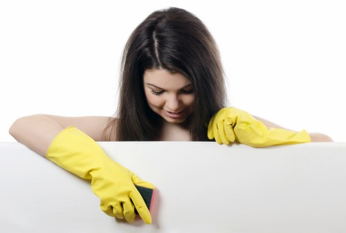 Access equipment used for safe façade cleaning in Kingstonuponthames